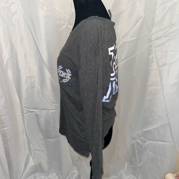 Victoria's Secret PINK Heather Gray Oversized  V-Neck Tee - Picture 8 of 10